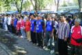 Pedagang kaki lima gelar upacara bendera