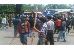 Suasana di lokasi bentrok antarwarga masih mencekam