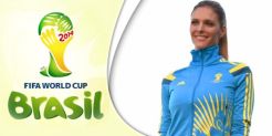 Fernanda perkenalkan seragam relawan Brazil 2014