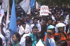Polri dan TNI Amankan Demo Buruh di Batam