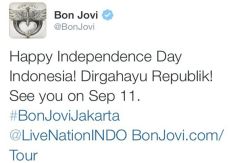Bon Jovi Ucapkan Dirgahayu Hari Kemerdekaan RI