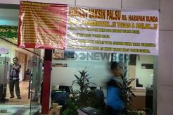 Spanduk Cacian Terpampang di Lobi RS Harapan Bunda