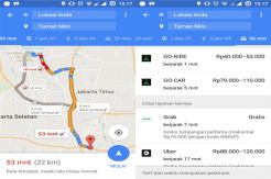 Sekarang Google Maps Bisa Lihat Tarif Go-Jek, Grab dan Uber
