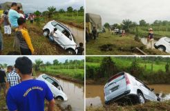 Sopir Masih Belajar Nyetir, Mobil Terperosok ke Parit