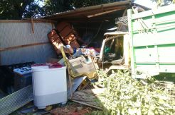 Truk Tabrak Rumah, Puluhan Ayam Mati Tergilas