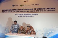 Fasilitasi KPR Karyawan, Peruri Gaet BTN dan BPJSTK