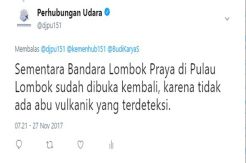 Gunung Agung Meletus, Bandara Lombok Praya Tetap Buka