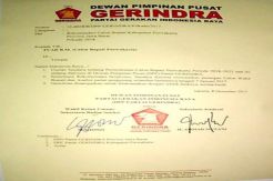 Beredar Surat Rekomendasi Gerindra untuk Cabup Purwakarta