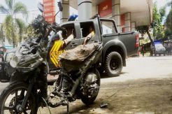 Sepeda Motor Terbakar Saat Mengisi BBM di SPBU