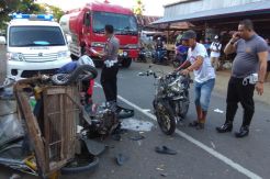 Dihantam Motor, Pengendara Becak Motor Tewas