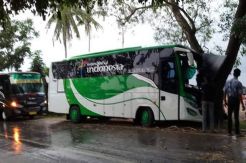Angkut 22 Wisatawan China, Bus Hantam Pohon