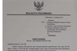 Takbiran di Pekanbaru Dipusatkan di Masjid Paripurna