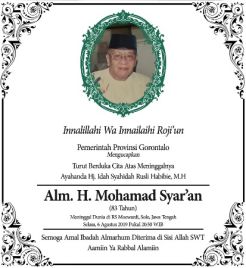 Ayahanda Istri Gubernur Gorontalo Berpulang