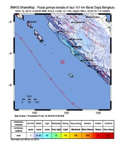 Gempa 5,2 SR Guncang Bengkulu