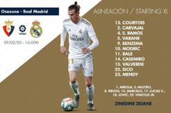 Susunan Pemain Osasuna vs Real Madrid: Andalkan Bale