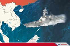 Kapal Perang AS Tembakkan Rudal di Laut China Selatan
