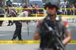 Gegana sisir TKP penembakan Polisi