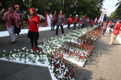 Massa Pro Ahok Bawa Bunga ke Kementerian Pertanian