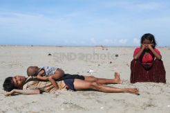 Pengungsi Rohingya Terkapar di Pantai Bangladesh