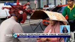 Sosialisasi Bahaya Corona, Polisi Bawa Helm Virus dan Peti Mati