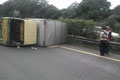 Truk box terguling di...
