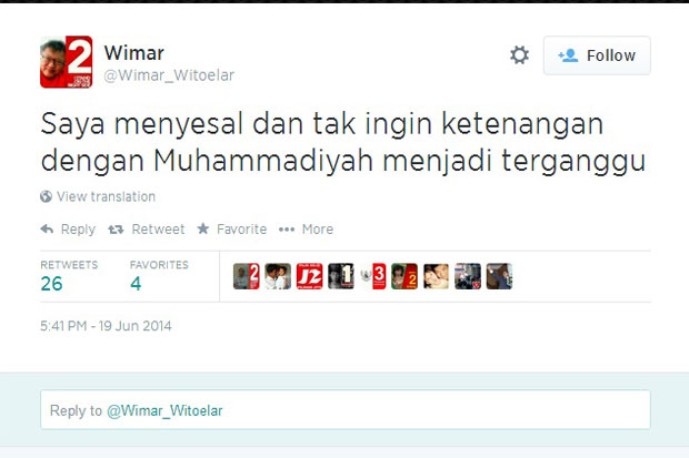Wimar Menyesal Ganggu...