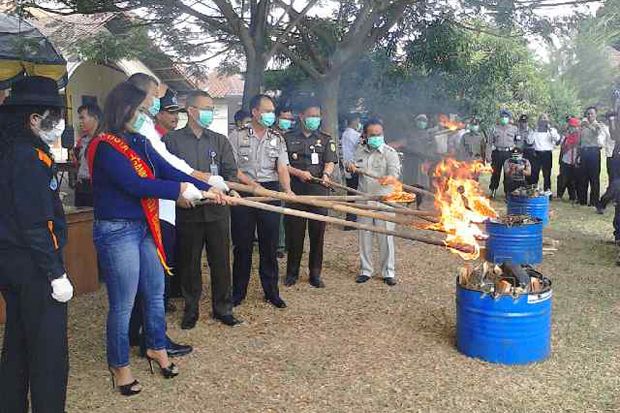 Polres Serang Musnahkan...