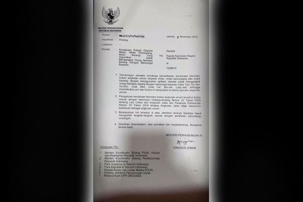 Menhub Layangkan Surat...