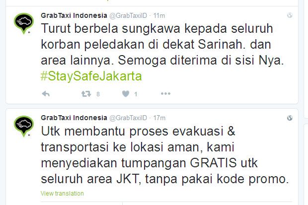 Ada Ledakan, GrabTaxi...