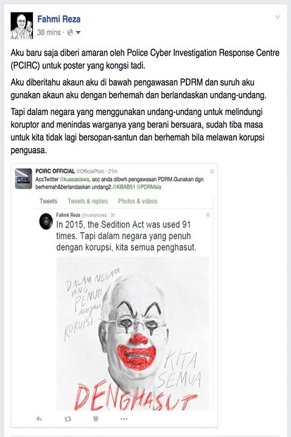 Kartunkan PM Najib Badut,...