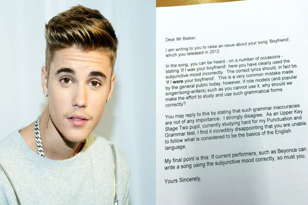 Grammar Justin Bieber...