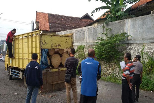 Truk Muat Belasan Kayu...