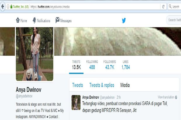 Polisi: Postingan @anyadwinov...