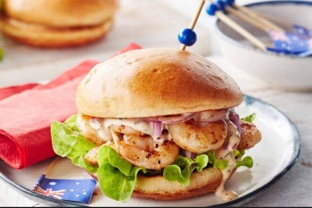 Burger Udang Mayones,...