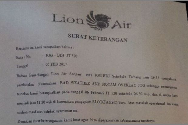 Penerbangan Lion Air...