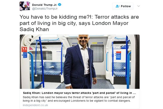 Trump Jr Slammed London...