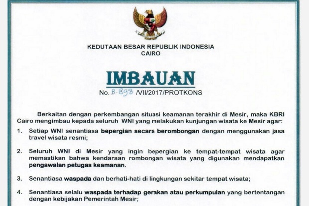 KBRI Kairo Keluarkan...