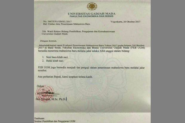 UGM Tolak Usulan Jalur...