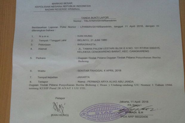 Diduga Sebarkan Hoaks...