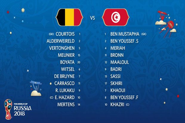 Susunan Pemain Belgia...
