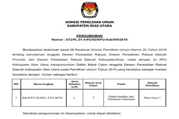KPU Umumkan Bacaleg...