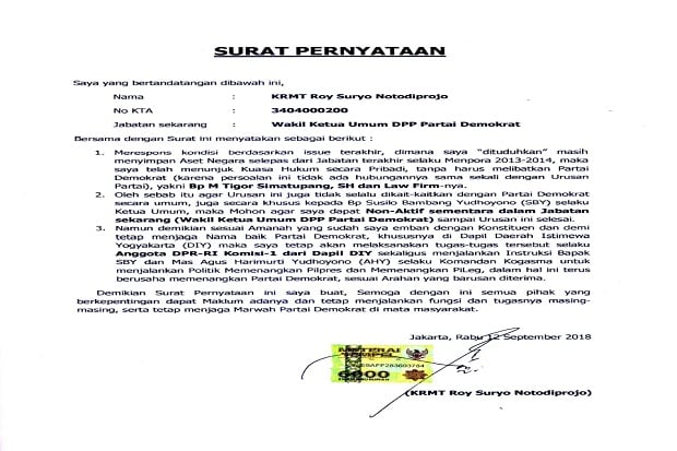 Roy Suryo Dinonaktifkan...