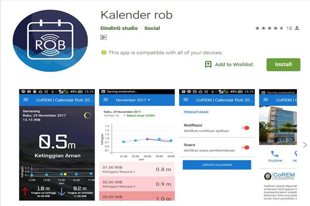 Kalender Rob, Aplikasi...