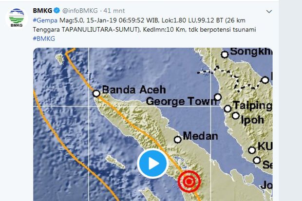 Gempa Bumi 5,0 SR Guncang...