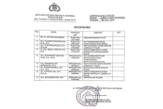 Beredar Nama 9 Jenderal...