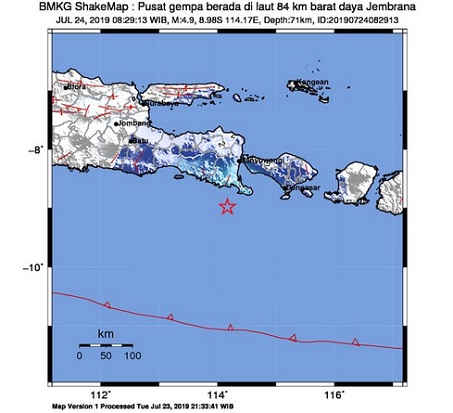 Gempa 4,9 SR di Jembrana...