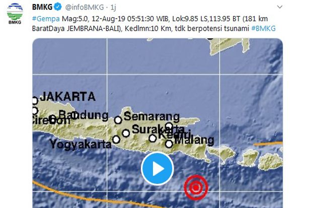 BMKG: Gempa 5,0 SR di...