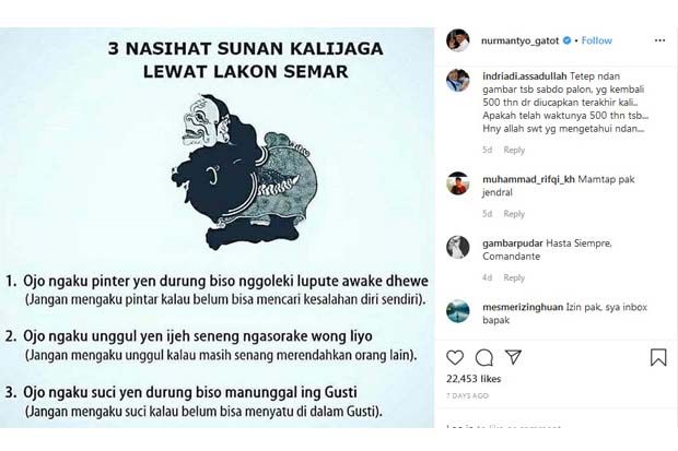 Postingan Gatot Nurmantyo...