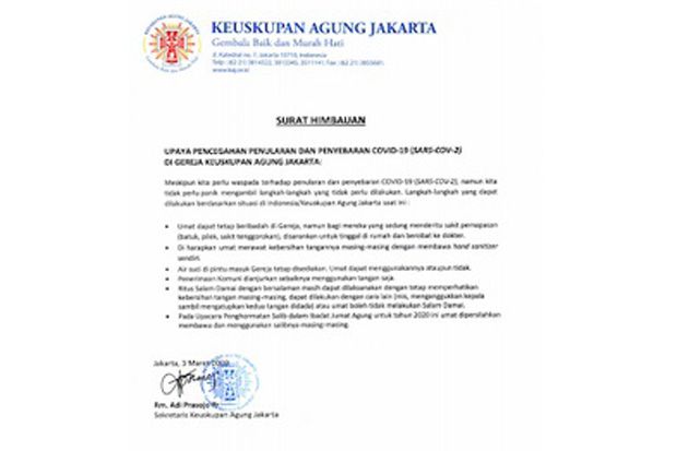 Virus Corona, Keuskupan...