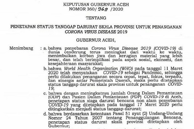 Aceh Tetapkan Tanggap...